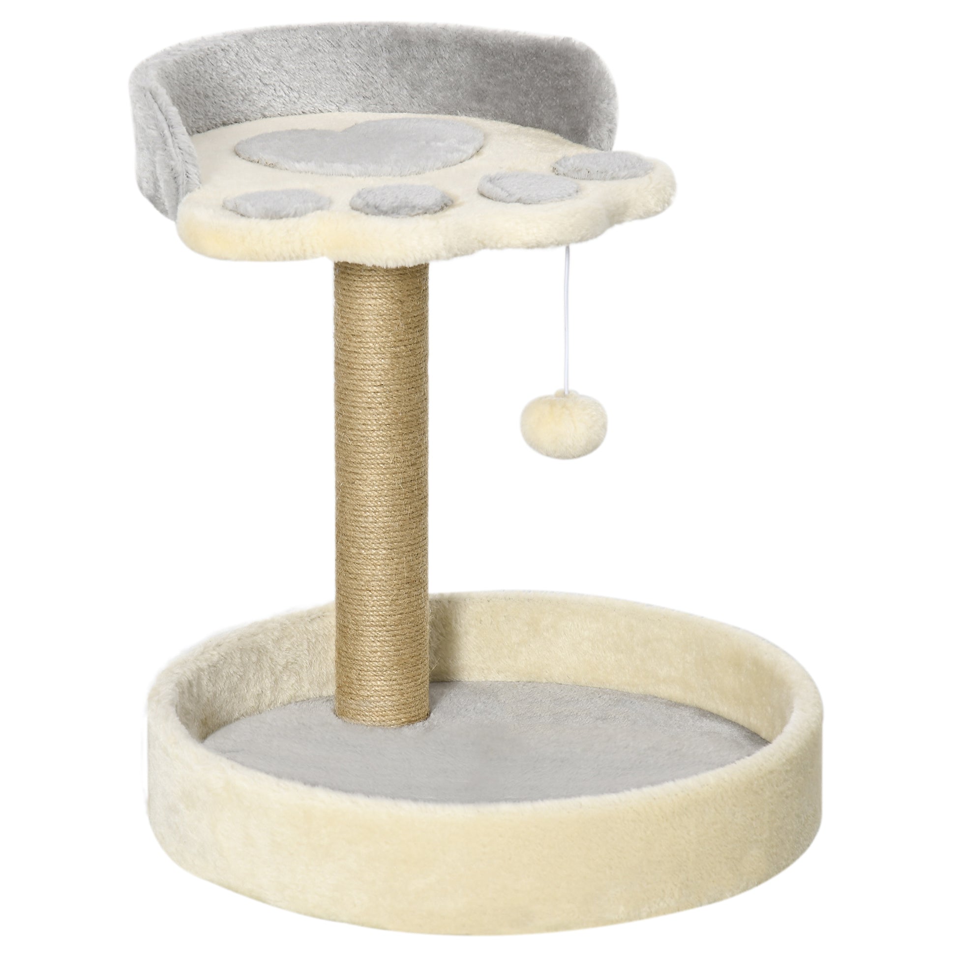 Pawhut Árbol Rascador Para Gatos Altura 44 Cm Con 2 Camas Poste Yute Gris Claro_0