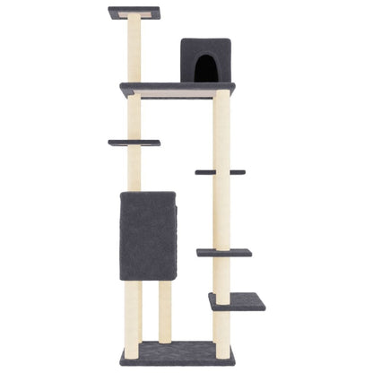 Vidaxl Rascador Para Gatos Con Postes De Sisal Gris Oscuro 154 Cm_3