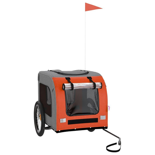 Vidaxl Remolque De Bicicleta Mascotas Hierro Tela Oxford Naranja Gris_0