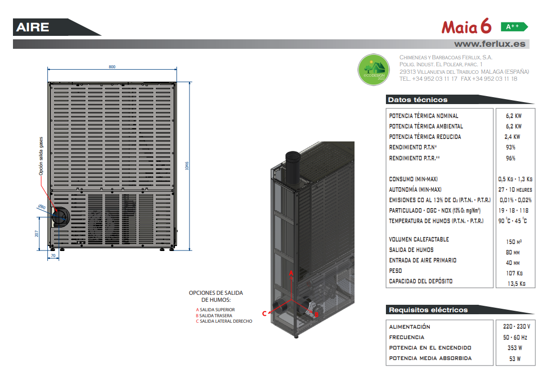 Bricosol Estufa De Pellets Maia 6 Negro De Ferlux_4