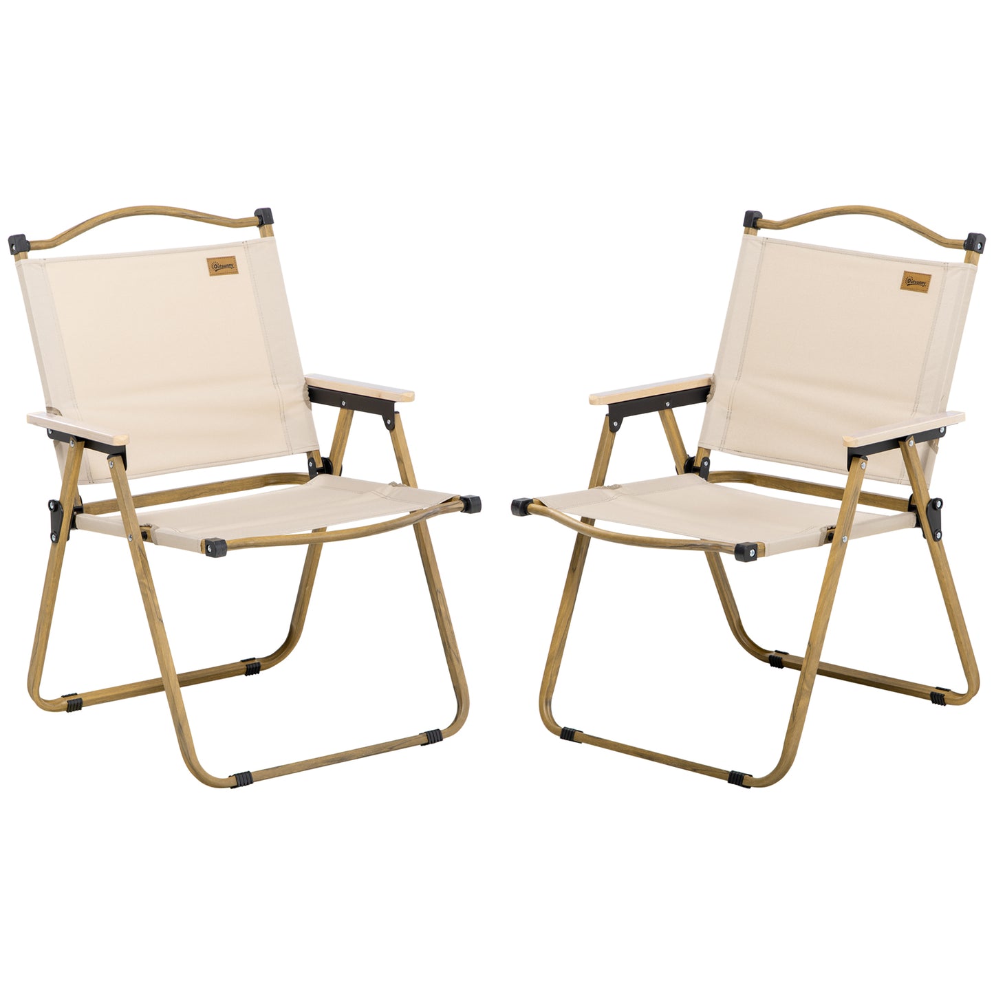 Outsunny Pack De 2 Sillas Plegable De Camping Con Reposabrazos Caqui_0