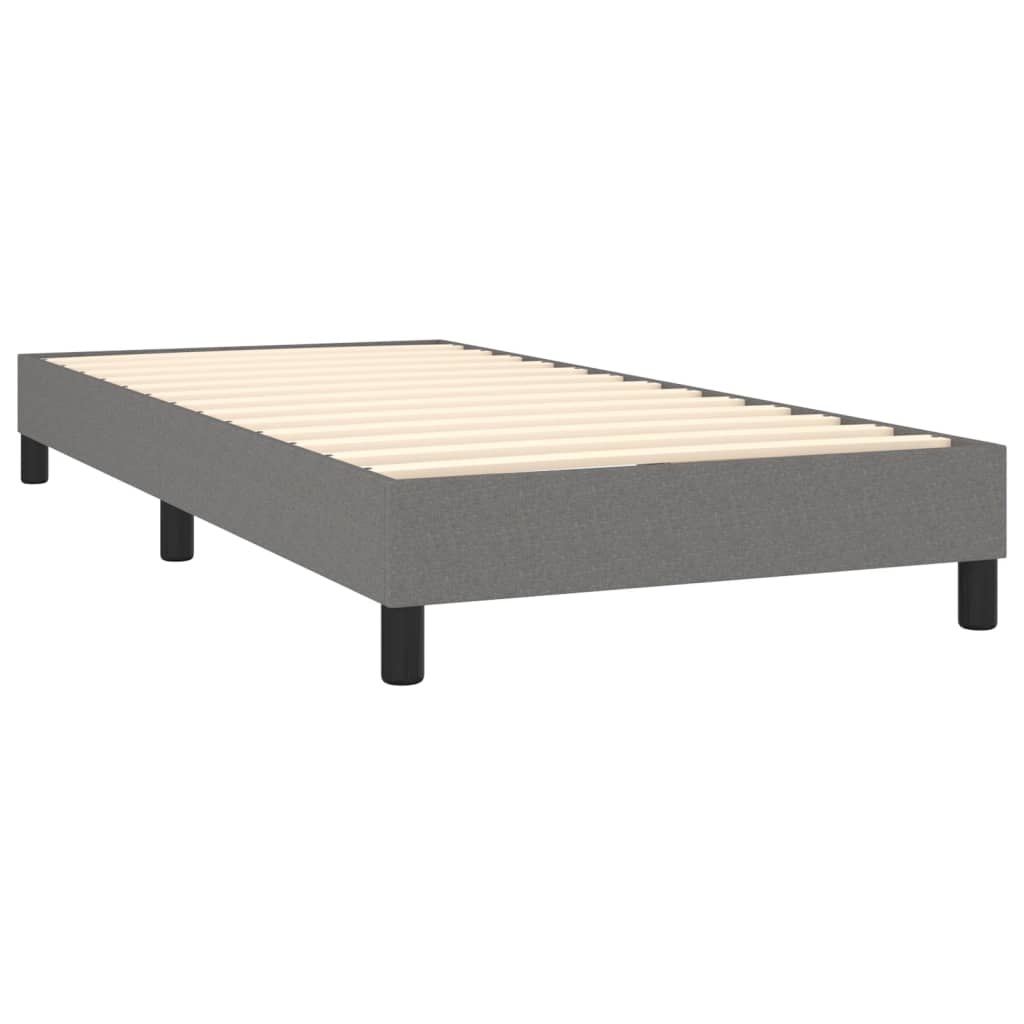 Cama Box Spring Colchón Y Luces Led Tela Gris Oscuro 90x190 Cm / Vetonek_2