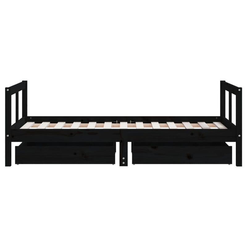 Vidaxl Estructura Cama Infantil Y Cajones Madera Pino Negro 80x160 Cm_5