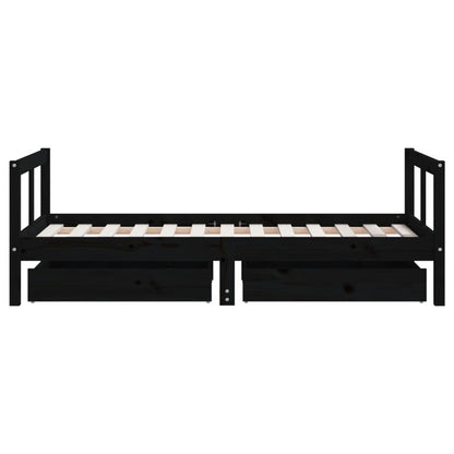 Vidaxl Estructura Cama Infantil Y Cajones Madera Pino Negro 80x160 Cm_5