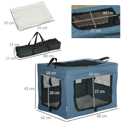 Pawhut Transportín Mochila Para Perros Gatos Con Cojín 60x42x42 Cm Azul_2