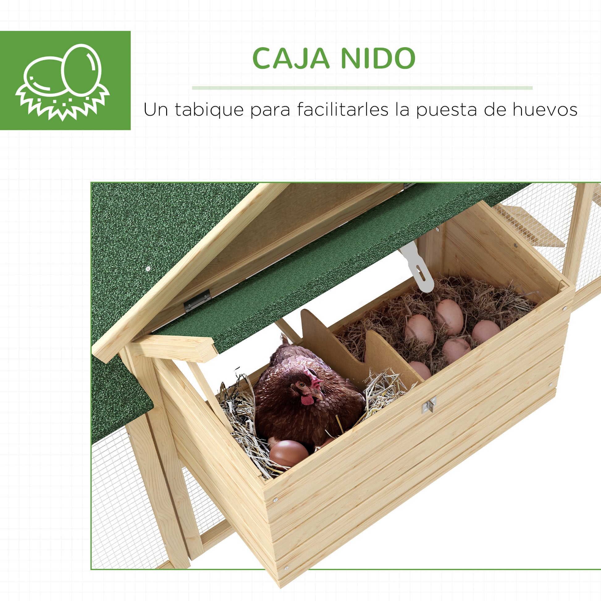 Pawhut Gallinero Grande De Madera 204x85x93 Cm Con Nido Rampa Natural_5