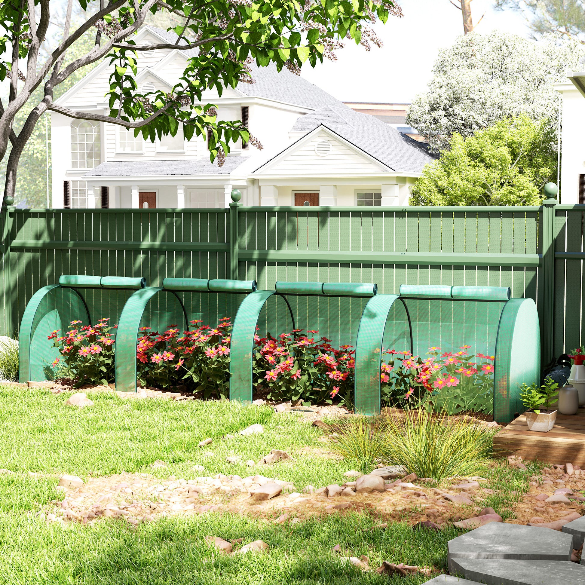 Outsunny Invernadero Con 4 Ventanas Estructura De Acero Y Pe 395x100x80 Cm Verde_1