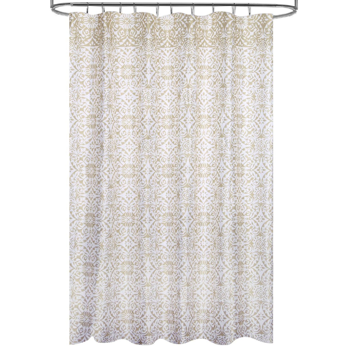 Cortina Ducha Tela Geometria Rosoni 180 X 200 Cm. Cortina Baño, Cortina Tela Impermeable Con Anillas_0
