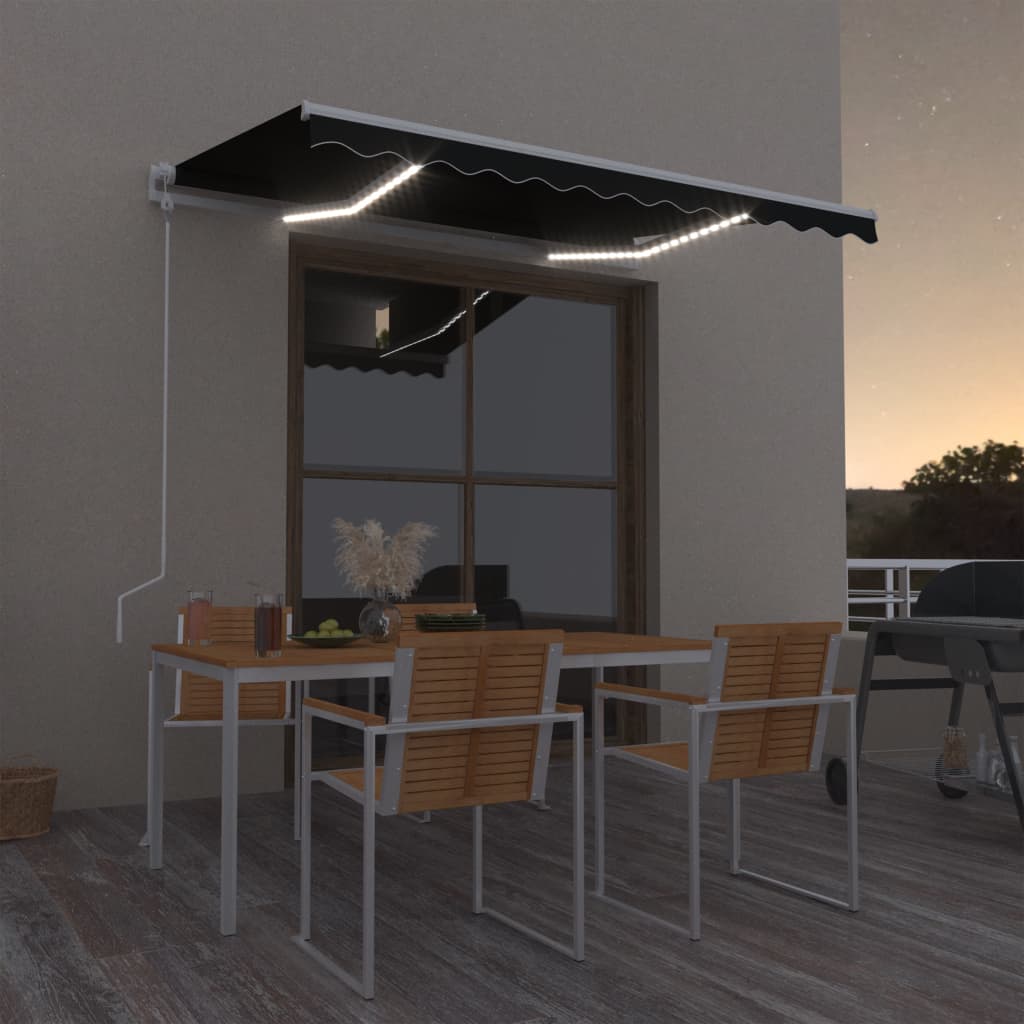 Toldo Automático Led Sensor De Viento Gris Antracita 300x250 Cm_1