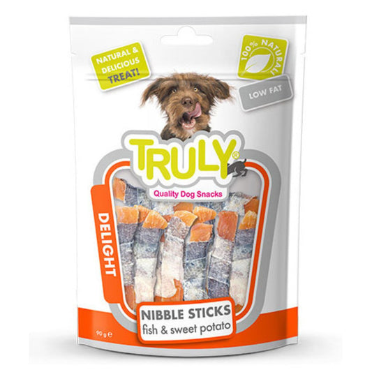 Snack Para Perro Palito Boniato Con Pescado Truly 12 Boslas X 90gr_0