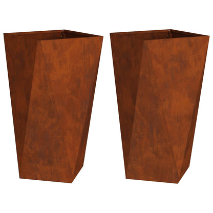 Jardinera 2 Pcs Oxidado 40 X 40 X 75 Cm Acero Autopatinable_0