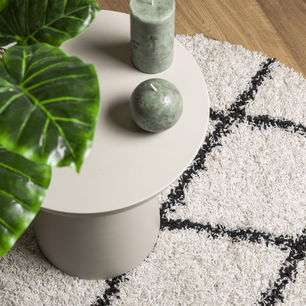Alfombra De Pelo Largo Moderna Pamplona Crema Y Negro Ø 120 Cm / Vetonek_0