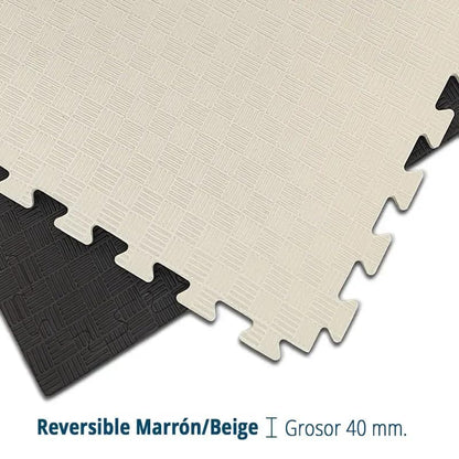 Artatami® Tatami Puzzle 1x1x40 mm Marron - Beige Pack Ahorro【20 Unidades】 Alta Densidad EVA – Judo, BJJ, MMA y Lucha_4