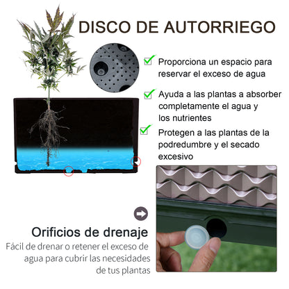 Outsunny Juego De 2 Jardineras De Exterior Elevadas 50x50x46,5 Cm Marrón_3
