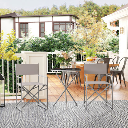 Outsunny Conjunto De Muebles De Jardín Con 2 Sillas Plegables Y Mesa Gris Oscuro_1