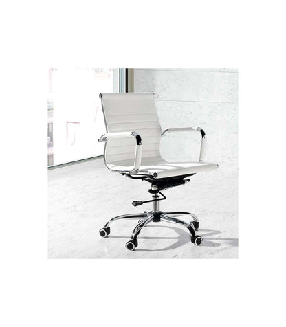 Silla Despacho Giratoria Elevable Acabado Simil Piel Blanco, 58 Cm(ancho) 90/97 Cm(altura)_3