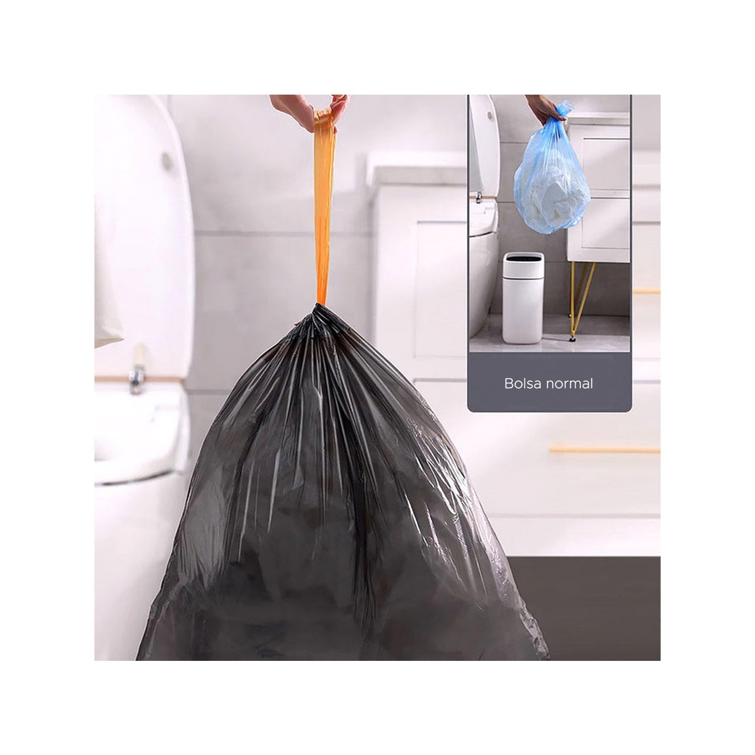 Joybos - 5 Rollos De Bolsas De Basura Negras Con Cordón