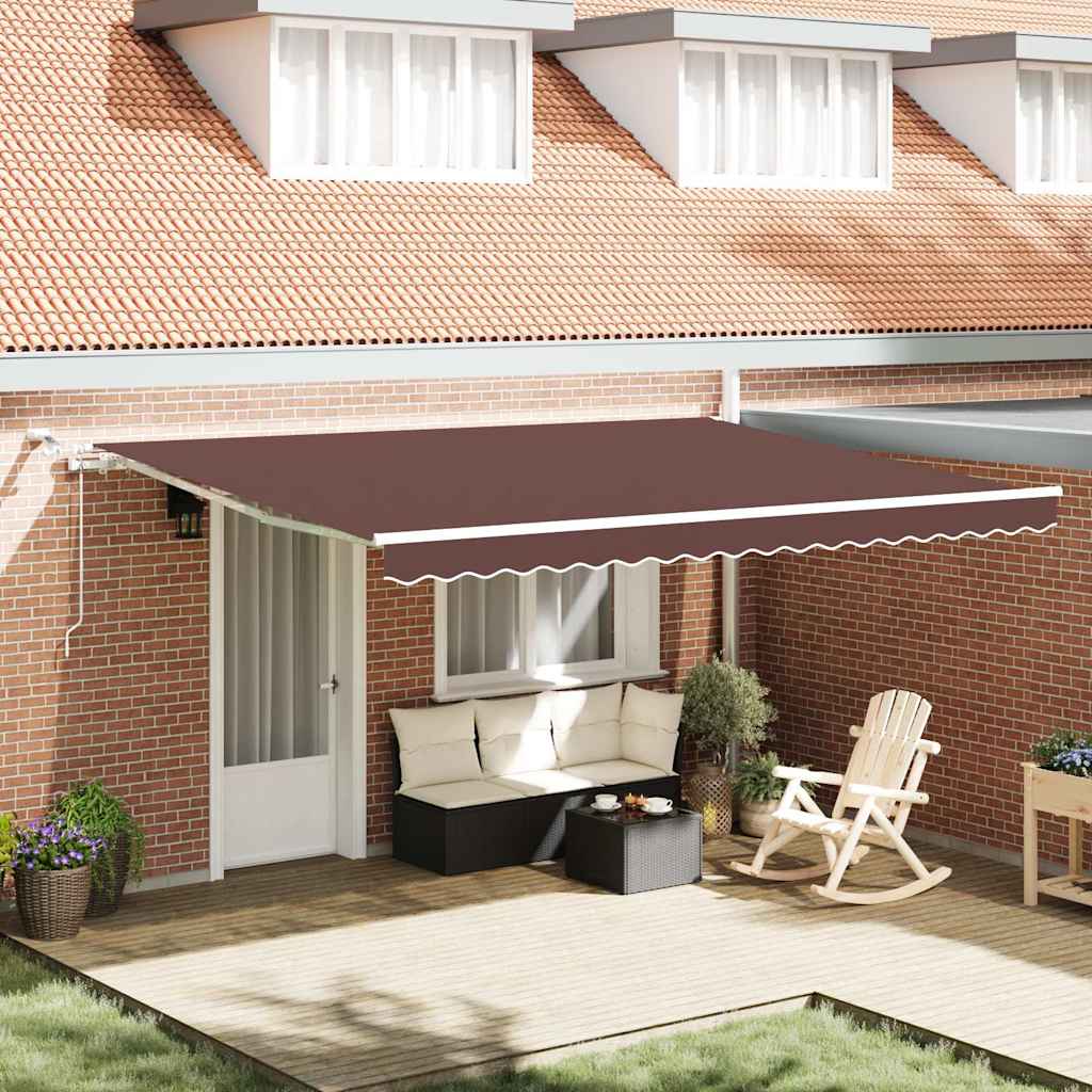 Toldo Retráctil Automático Con Luces Led Marrón 450x300 Cm_1