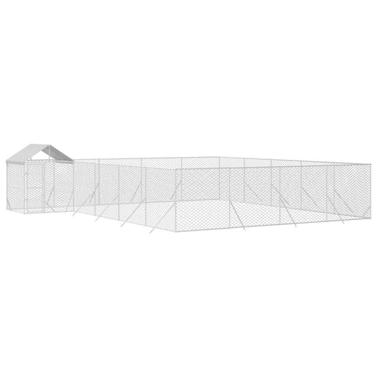 Vidaxl Perrera De Exterior Con Techo Acero Galvanizado Plata 10x8x2,5m_0