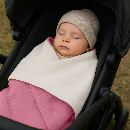 Manta De Algodón Orgánico Rex Blanca Y Rosa