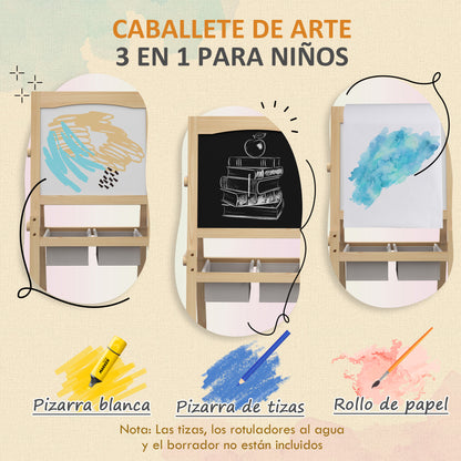 Aiyaplay Caballete Para Niños 3 En 1 Con Rollo De Papel 58x50,5x109 Cm Natural_3