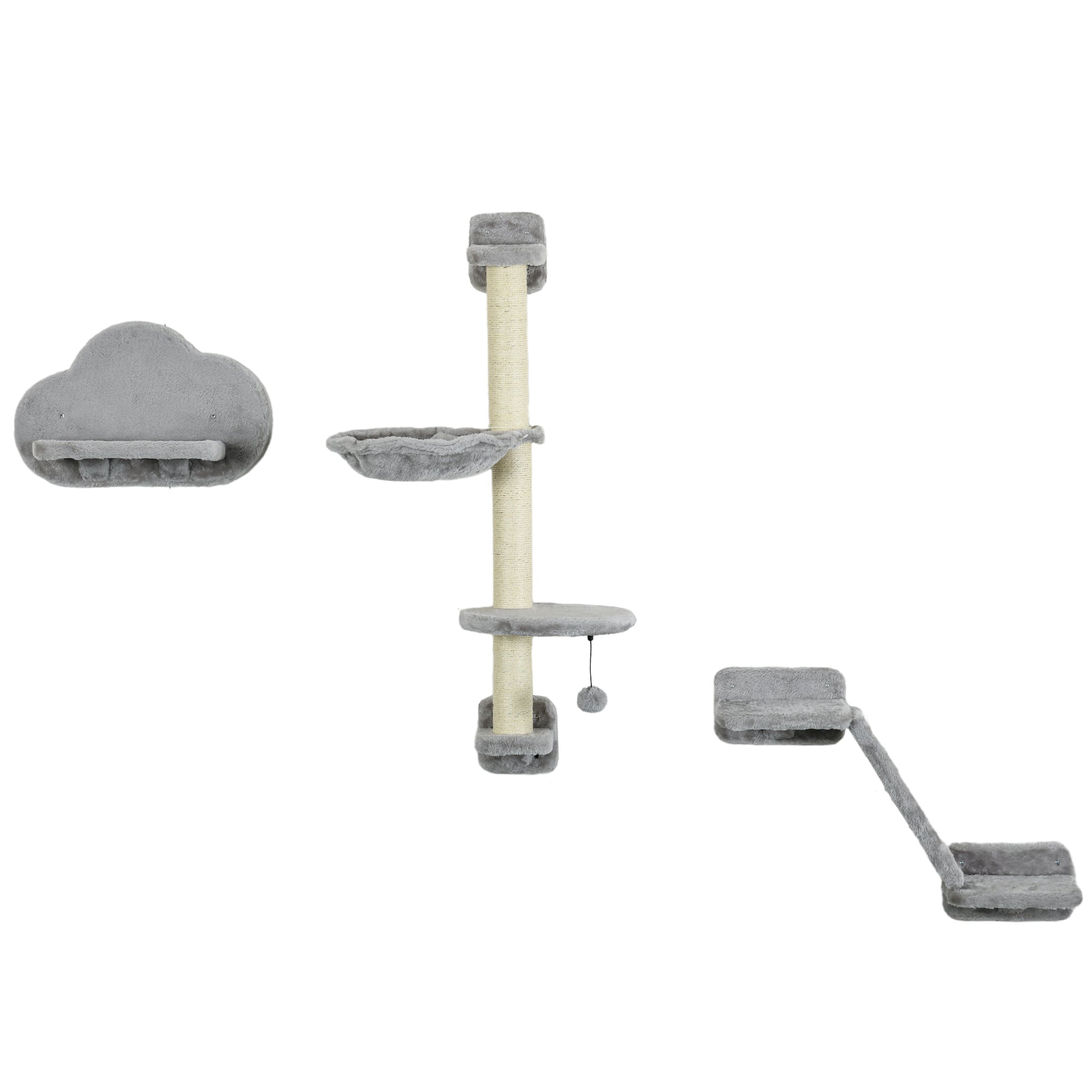 Pawhut Juego De Pared De Escalada Para Gatos De 3 Piezas Gris_0