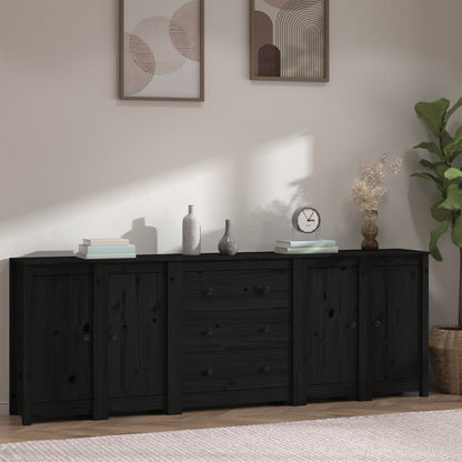 Aparador De Madera Maciza De Pino Negro 230 X 35 X 80 Cm_0
