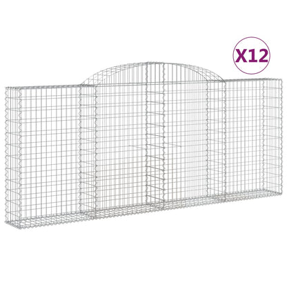 Cestas De Gaviones 12 Uds Forma De Arco Hierro 300x50x120/140cm_0