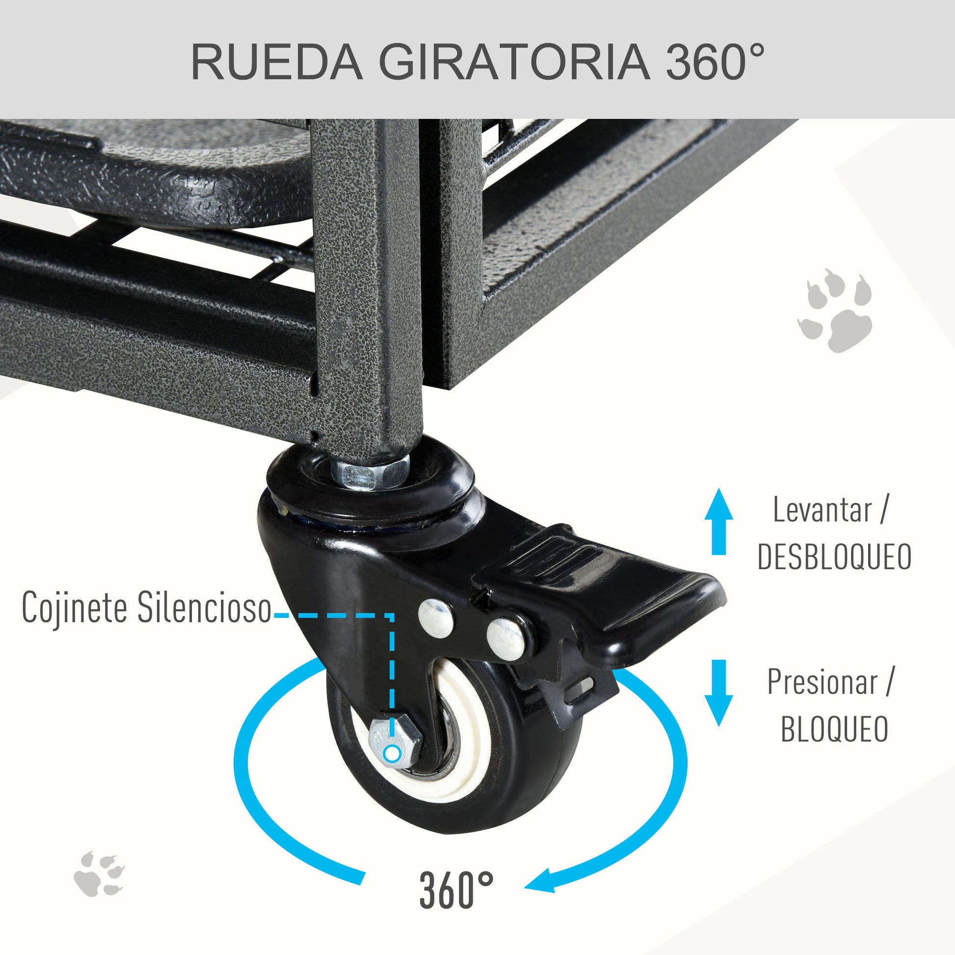 Pawhut Jaula De Metal Para Perros Plegable Con Ruedas Bandeja Extraíble_4