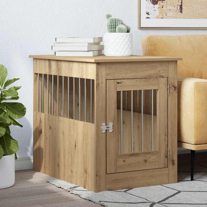Jaula Para Perros Madera Ingeniería Roble Artesanal 55x80x68 Cm_1