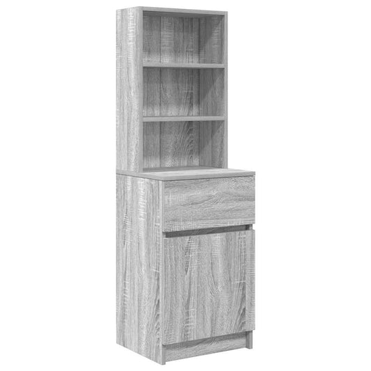 Mesilla De Noche Gris Sonoma 39x35x125 Cm Madera De Ingeniería_0