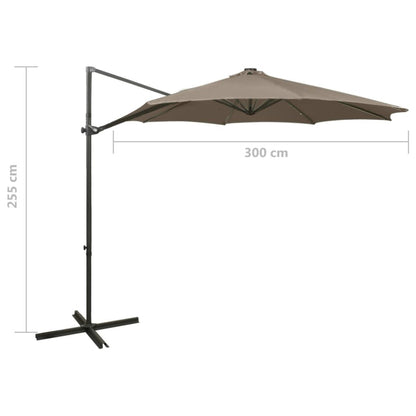 Vidaxl Sombrilla De Jardín Voladiza Con Palo Y Luces Led Taupe 300 Cm_2