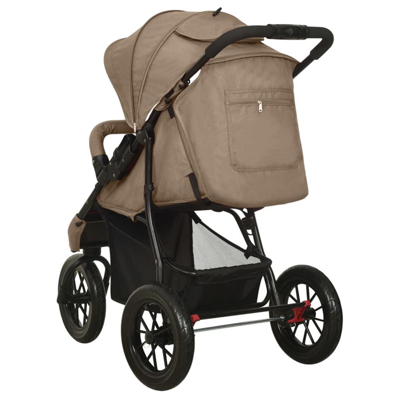 Vidaxl Cochecito De Bebé De Acero Gris Taupe_5