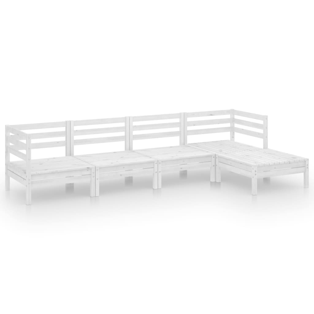Juego De Muebles De Jardín 5 Piezas Madera Maciza Pino Blanco / Vetonek_5