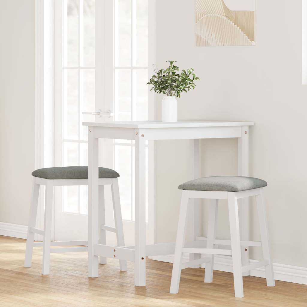 Sillas De Bar Con Cojines 2 Uds Madera Maciza Blanca Caucho_1