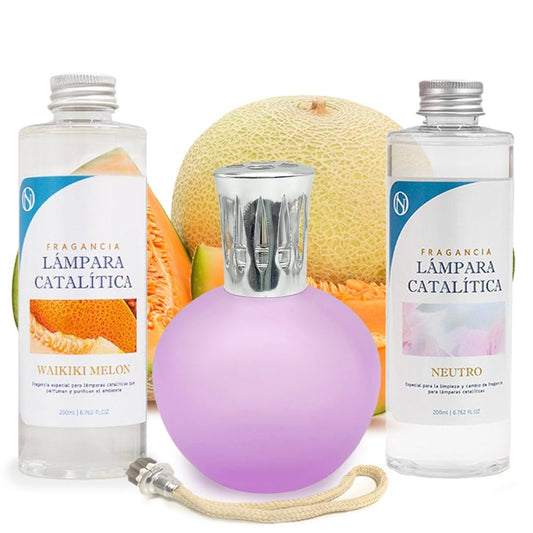 Pack Ahorro Lámpara Catalítica Fucsia Mate + Fragancia Waikiki Melon 500ml + Limpiador Neutro 200ml + Mecha Repuesto_0