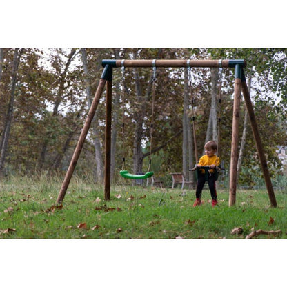 Columpio Doble De Madera Redonda Masgames Kadi L + Asiento Bebe.