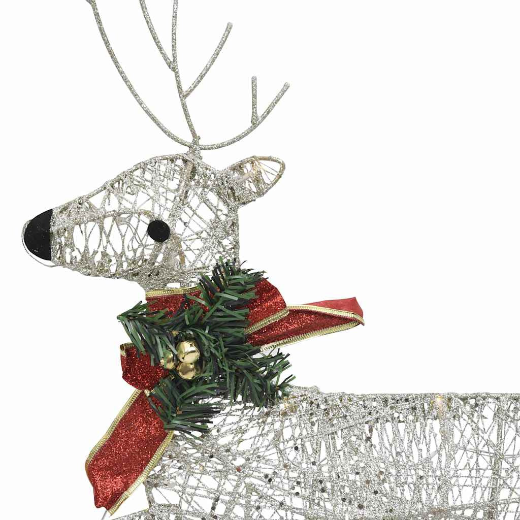 Vidaxl Renos Y Trineo Decoración De Navidad 60 Leds Dorado Jardín_3