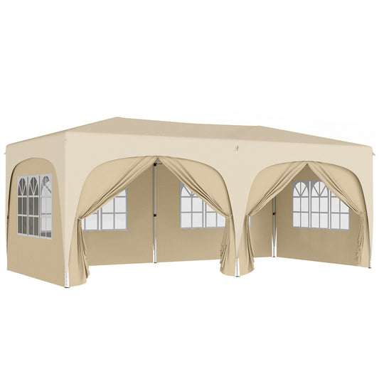Outsunny Carpa Plegable Gazabo 3x6 M Con Paneles Laterales Upf50+ Arena_0
