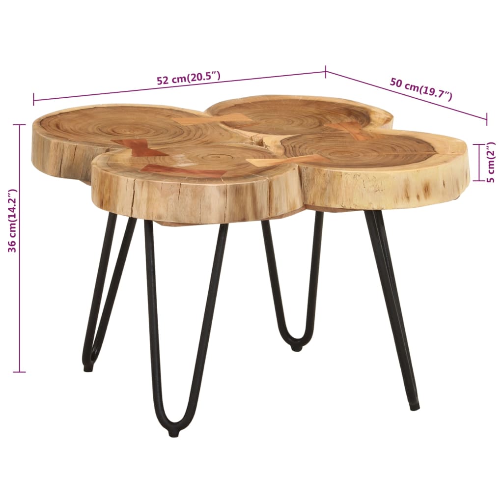 Mesa De Centro 4 Troncos Madera Maciza Acacia 36 Cm_4