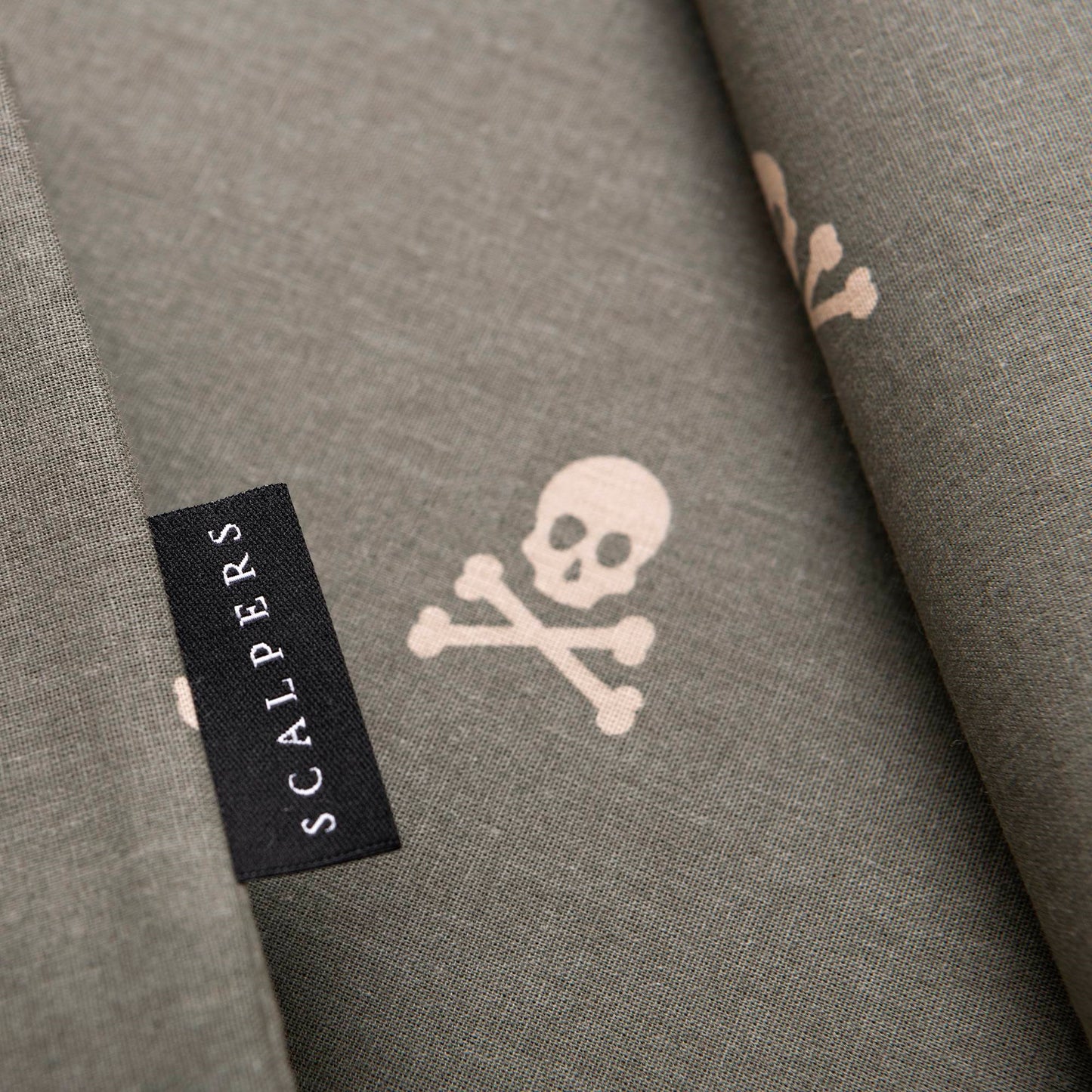 Set Cama (funda Nórdica 250x230cm + 2 Fundas Almohada 50x85cm) 100% Algodón 144tc Beige & Khakhi Calaveras Scalpers Home_4