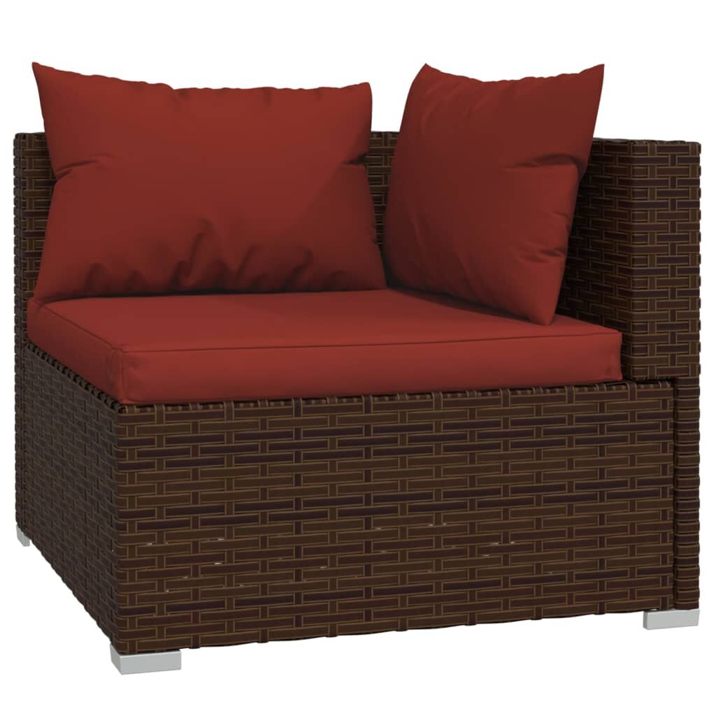 Vidaxl Set Muebles De Jardín 3 Piezas Y Cojines Ratán Sintético Marrón_4