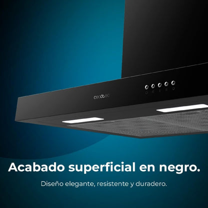 Campana Extractora 60 Cm Bolero Flux Tm 606500 Black A. Motor 165w, Decorativa Con Acabado Inox, Succión 650m3/h, Control Mecánico, 3 Niveles De Pot_2