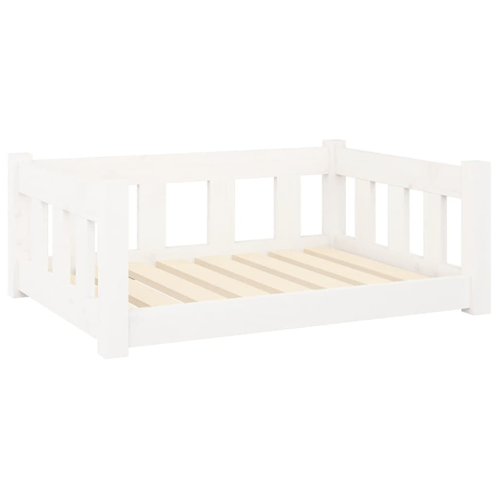 Vidaxl Cama Para Perros Madera Maciza De Pino Blanca 75,5x55,5x28 Cm_0