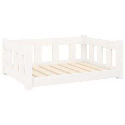 Vidaxl Cama Para Perros Madera Maciza De Pino Blanca 75,5x55,5x28 Cm_0