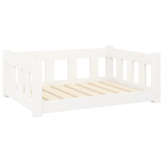 Vidaxl Cama Para Perros Madera Maciza De Pino Blanca 75,5x55,5x28 Cm_0
