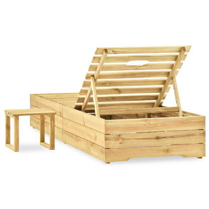Tumbona Con Mesa De Madera De Pino Impregnada Verde_2