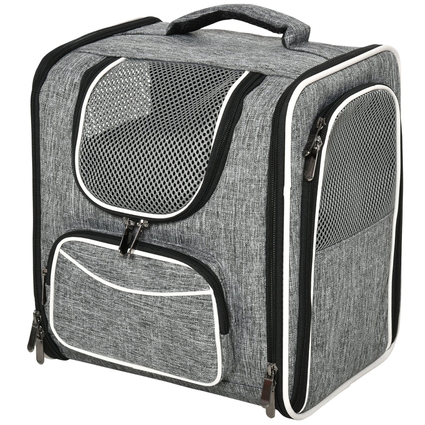Pawhut Transportín Mochila Gatos Perros Plegable Con Cojín Extraíble 31x26x34 Cm_0