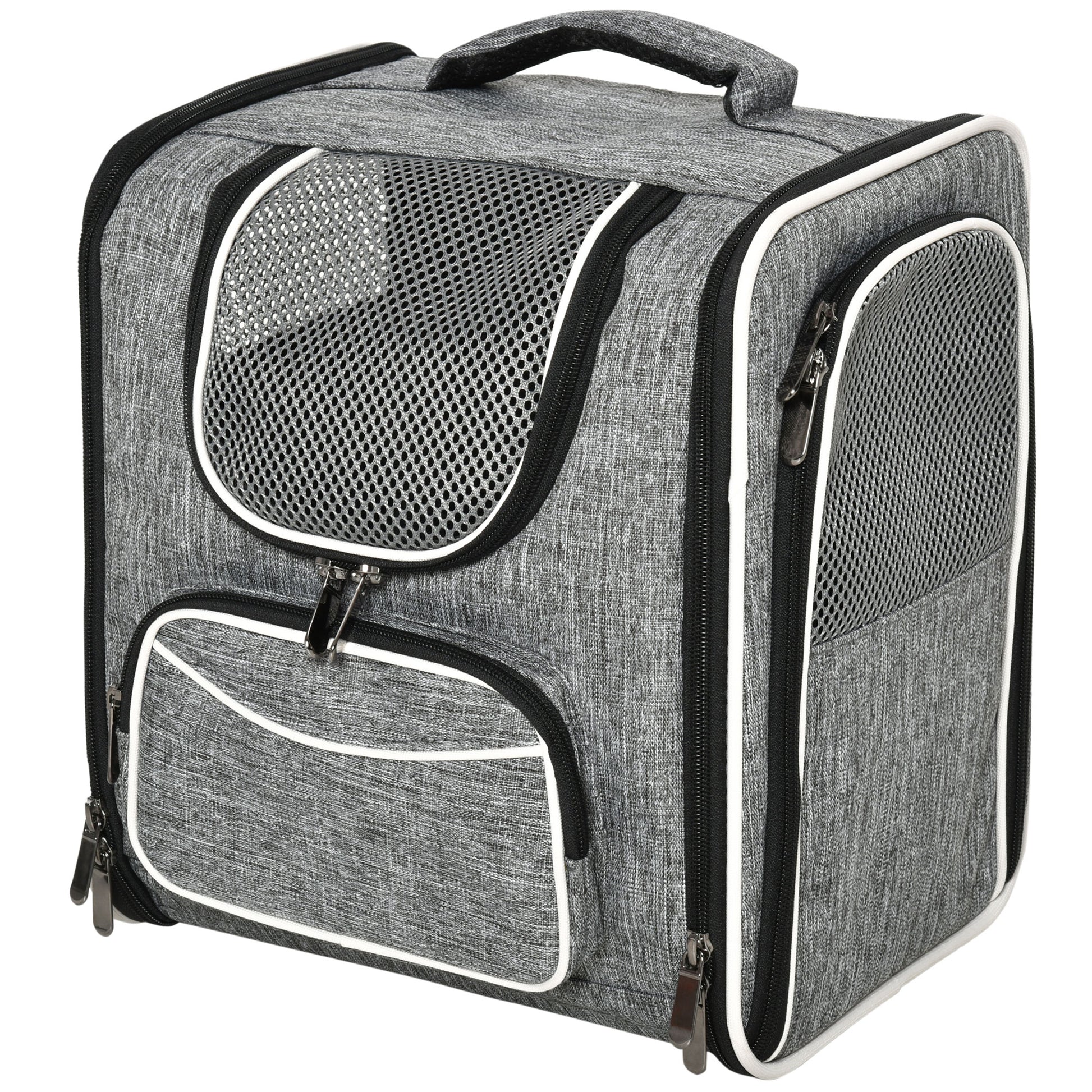 Pawhut Transportín Mochila Gatos Perros Plegable Con Cojín Extraíble 31x26x34 Cm_0