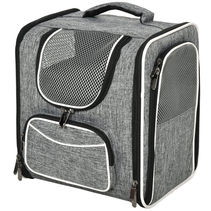 Pawhut Transportín Mochila Gatos Perros Plegable Con Cojín Extraíble 31x26x34 Cm_0